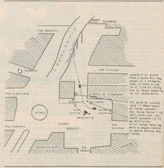La cartina di Rosso sulla rapina del 29/10/1974[Descrizione immagine]