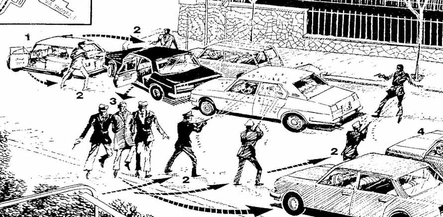 Ricostruzione grafica agguato via Fani da settimanale Panorama