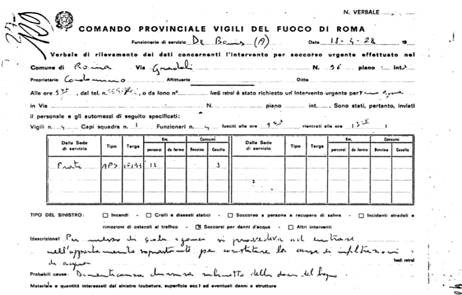 Il verbale di Leonardi sull'intervento in via Gradoli